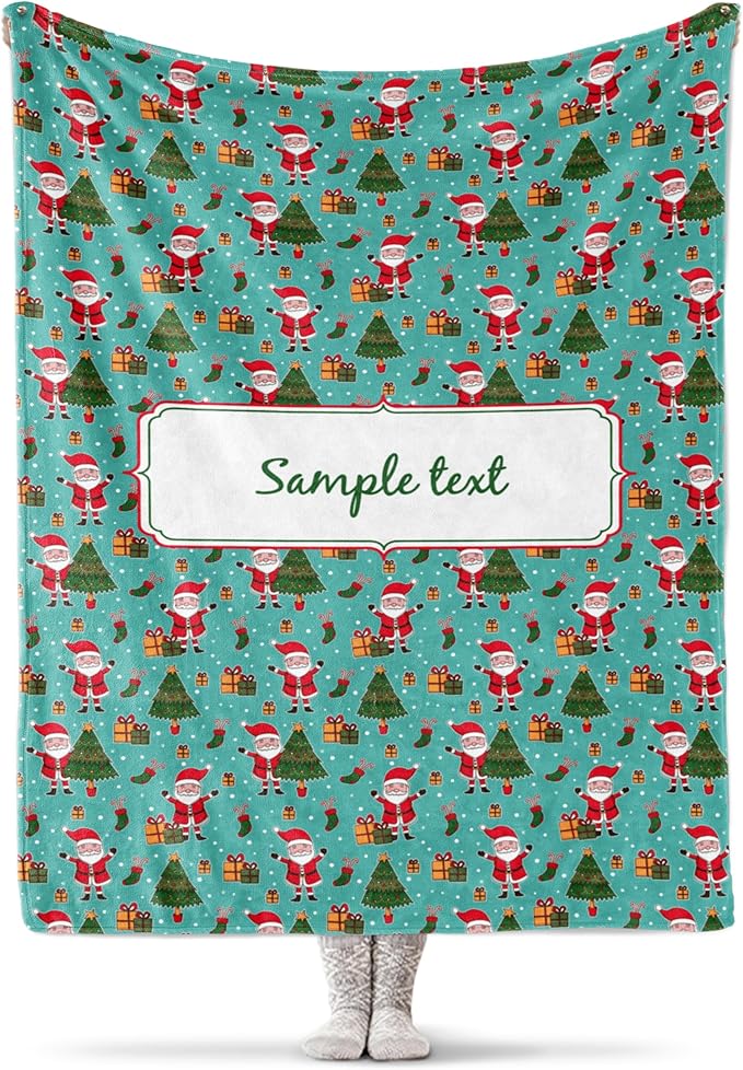 Personalized Santa Blanket - Ships Next Day, Printed in USA - Warm Fleece or Sherpa Sofa Throw for Christmas,Perfect for Bed or Couch - Customizable Family Throws (Fleece 50x60)