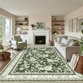 Olive Green Floral Print Area Rugs for Bedroom Living Room Boho Farmhouse Country Rustic Dining Room Carpet Soft Washable Rugs Non Slip Floor Covering for Nursery Playroom 10x14