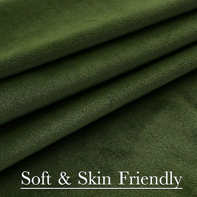 StangH Moss Green Velvet Curtains 108 inches - Luxury Christmas Decor Room Darkening Thermal Insulated Window Drapes for Dining Room/Patio Door, W52 x L108, 2 Panels