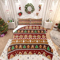 Feelyou Merry Christmas Comforter Set Toddler Size Greenland Home Bedding Set for Kids Boys Girls Xmas Tree Duvet Quilt Striped Bedroom Decor Microfiber 2 Pcs with 1 Pillow Cases