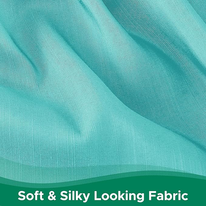 Biscaynebay Wrap Around Bed Skirts for Queen Beds 17" Long Drop, Aqua Adjustable Elastic Dust Ruffles Easy Fit Wrinkle Resistant Silky Luxurious Fabric Machine Washable