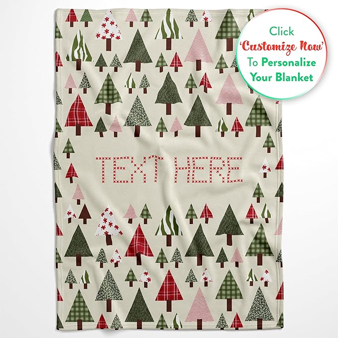 Custom Christmas Tree Blanket - Ships Next Day, Printed in USA - Fleece or Sherpa Sofa Throw, Soft Christmas Bedding, Holiday Home Decor, Customizable Family Throws (Fleece 50x60)