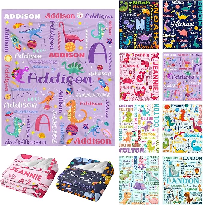 Custom Dinosaur Astronaut Blanket Gifts for Girls Boys Women - Super Soft Cozy Warm Throw Sheet for Couch Bed Sofa Office Decor All Season 90"x120" for Whole Family