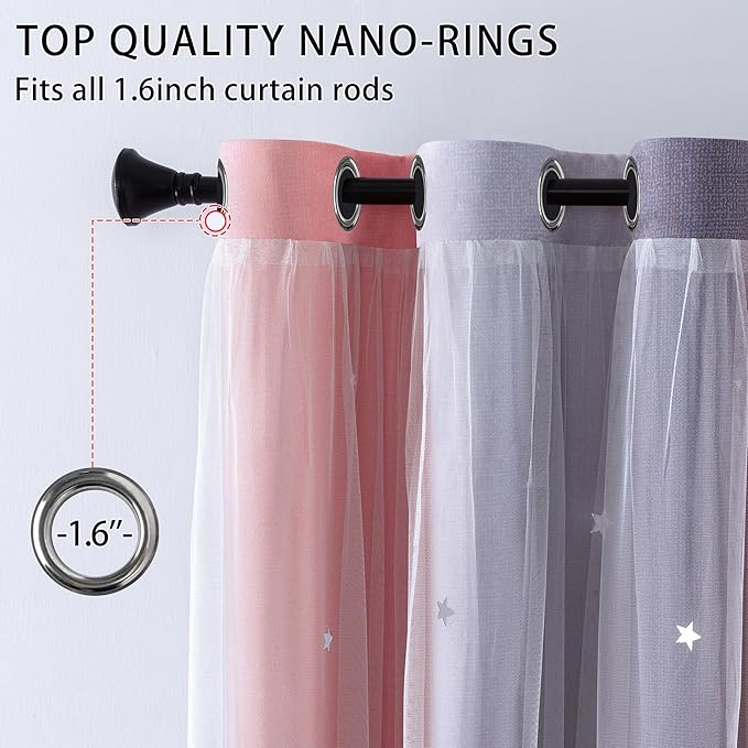 XiDi Grey and Pink Blackout Curtains for Girls Bedroom 45 Inch Length 2 Panels Rainbow Kids Grommet Window Drapes for Nursery Living Room Decro Princess Unicorn Wall Decals Pink Grey 34 Inches Wide