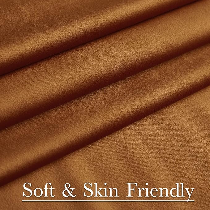 StangH Luxury Velvet Curtains Burnt Orange 102 inch Length Set of 2, Solid Festive Window Drapes Decorative for Holiday/Party Light Blocking for Living Room/Dining Room, W52 x L102