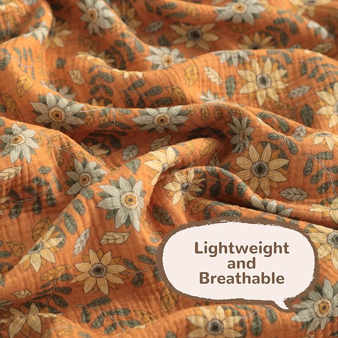NTBAY 4 Layer Muslin Cotton Toddler Blanket, 42x60 Soft and Breathable Receiving for Newborns and Infants, Perfect for Crib, Stroller, Travel, Lightweight Nursery Blanket, Vintage Daisy Bloom