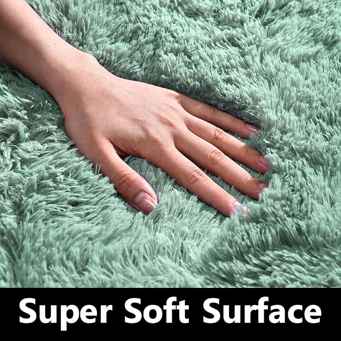 Sage Rug Collection - 6 x 9' Non-Slip Height Pile 1.4" Plush Rug Rubber Backing - Throw Rugs Carpet for Bedroom