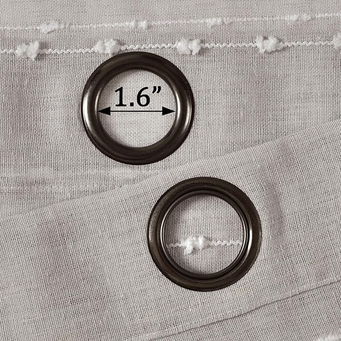 Lush Decor Farmhouse Textured Grommet Sheer Window Curtain Panel Pair, 38"W x 120"L, Gray