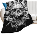 Skull Blanket for Girls Boys Horrible Gothic Throw Blankets Soft Cozy Warm Fuzzy Fleece Cool Black White Bedding Flannel Throws Stuff Gifts for Skull Lovers Kids Men Women Bedroom Decor 80"x60"