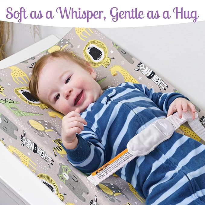 GROW WILD Changing Pad Cover 3 Pack | Soft & Stretchy Jersey Cotton | Baby Changing Table Pad Cover | Diaper Changing Pad Covers for Girls and Boys (Animals & Safari)