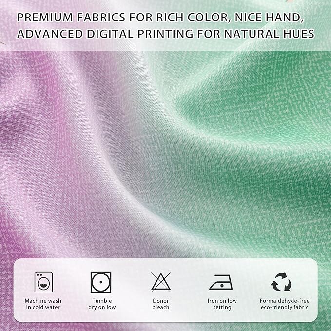 XiDi Blackout Curtains for Girls Bedroom Decor 63 Inches Long Window Curtains Colorful Rainbow Design 2 Panel, Kids Room Unicorn Princess Theme Home Decor Ombre Drapes Green Purple Blue W34 X L63