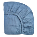 Pack and Play Sheets for Baby Boys and Girls 39"x27"x3", Neutral Muslin Cotton Pack N Play Mattresses Sheet with Boho Style, Soft and Breathable Comfort (Blue)