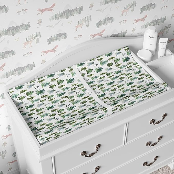 Baby Changing Pad Cover 2-Pack for Boys, Girls (Woodland Forest Animals) - Premium Fitted Sheets Baby Diaper Changing Table Cover - Buttery Soft Cotton Blend