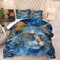 Cat Comforter Set King: Blue Cat Print Bedding Sets Mystic Ethnic Kitten Quilts for Women Men Adults Mandala Boho Exotic Feline Bed Set 1 Comforter & 2 Pillowcases