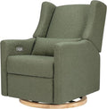 babyletto Kiwi Glider Recliner w/Electronic Control and USB | in Olive Boucle w/Light Wood Base, Greenguard Gold Certified