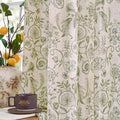 jinchan Linen Floral Curtains for Living Room with Printed Flower 96 Inches Long Light Filtering Farmhouse Window Treatment Vintage Drapes Back Tab Rod Pocket 2 Panels Green on Beige