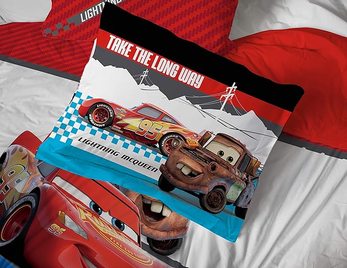 Jay Franco Disney Pixar Cars Racing Machine 7 Piece Full Bed Set - Includes Comforter & Sheet Set - Bedding Features Lightning McQueen - Super Soft Fade Resistant Microfiber