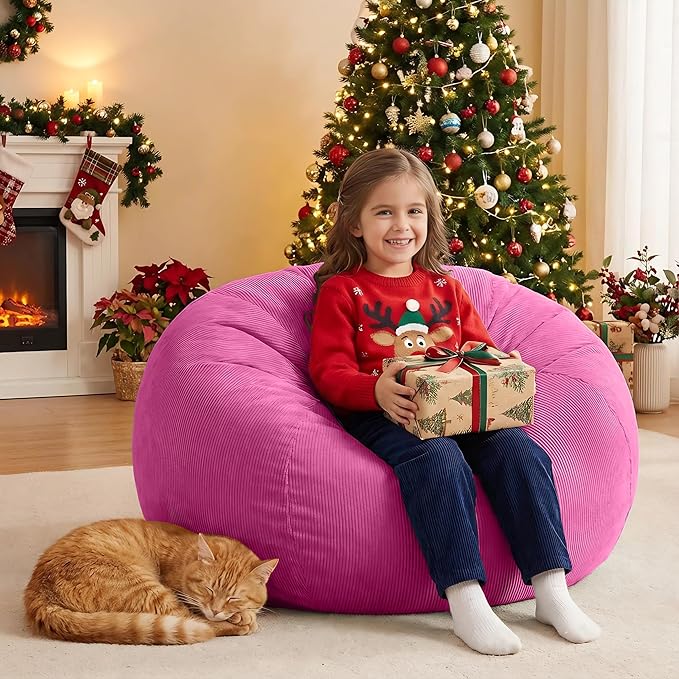 Nobildonna Bean Bag Chair Cover (No Filler) for Kids and Adults,Beanbag Stuffed Animal Storage Without Filling Plush Toys Holder and Organizer Soft Premium Corduroy 200L