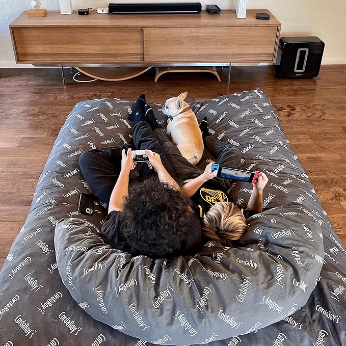 CordaRoy's NEST Gaming Bean Bag Chair-Convertible Bean Bag Chair -Washable Chenille Cover with Pockets for Remote,Controllers-for Living Room,Basement-Full Size-Navy|Made in The USA