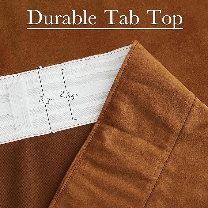 StangH Orange Velvet Curtains 94 inches Long Terracotta Back Tab Soft Thermal Insulated Room Darkening Window Drapes Home Decor for Dining Living Room, W52 x L94, 2 Panels