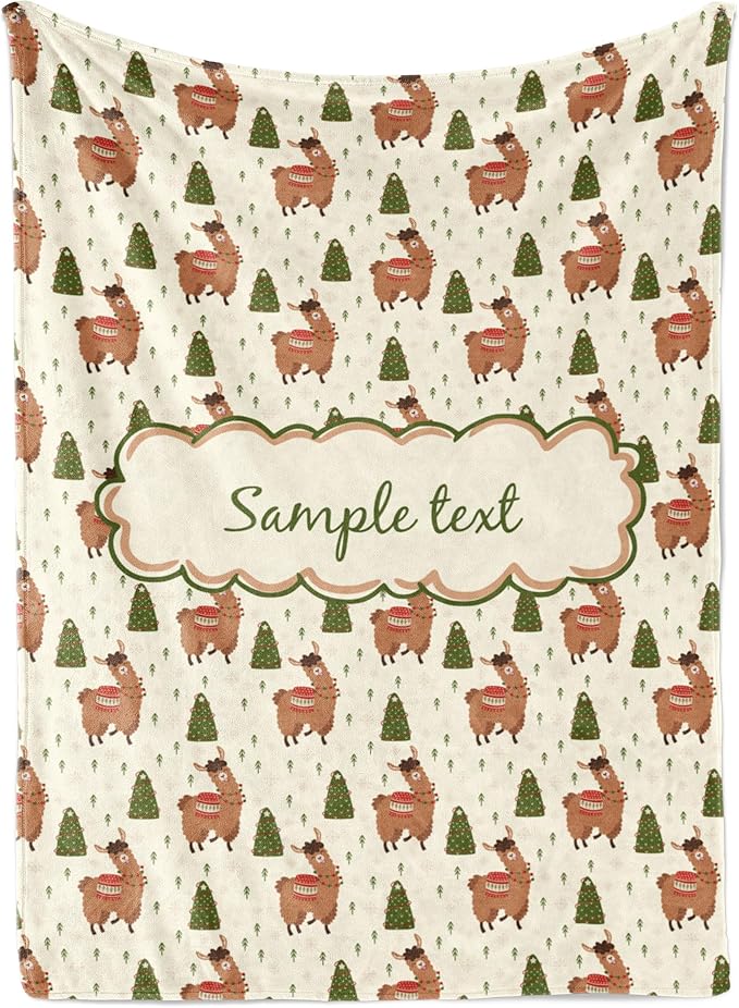 Personalized Holiday Llama Blanket - Ships Next Day, Printed in USA - Warm Fleece or Sherpa Sofa Throw for Christmas,Fun Christmas Décor - Customizable Family Throws (Fleece 60x80)
