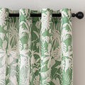 MYSKY HOME Tropical Linen Curtains for Living Room 84 inch Length 2 Panels Set Decor Semi Sheer Curtains Green Palm Leaves Plant Pattern Window Drapes for Bedroom Dining Room Patio, Green, 2 Pcs