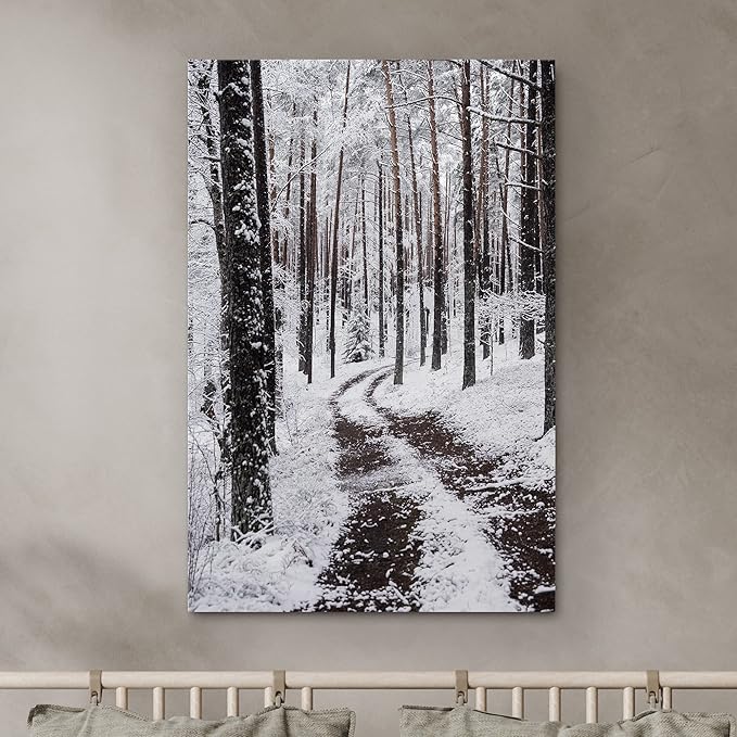 SIGNWIN Canvas Wall Art Winter Trees Cool Dramatic Forest Multicolor Nature Photography Rustic - 24x36 inches