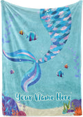 Personalized Mermaid Blanket for Girls | Kids Unicorn | Custom Plush Fuzzy Unicorns for Toddler | Customized Little Girl Throw Blankets | Baby Girl Sofa Bed Birthday (Fleece – 60x80)
