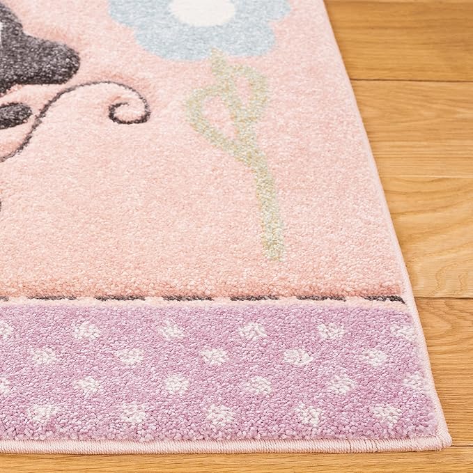 SAFAVIEH Carousel Kids Collection Area Rug - 5'3" x 7'6", Blush Pink, Animal Design, Ideal for High Traffic Area for Boys & Girls in Playroom, Nursery, Bedroom (CRK120U-5)