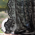 Anmao Vintage Lace Curtains 102 Inches Long 2 Panels Set, Romantic Elegant Light Filtering Semi Sheer Floral Thick Lacy Curtain Drapes for Living Room and Bedroom, Each Panel 55W x 102L, Black