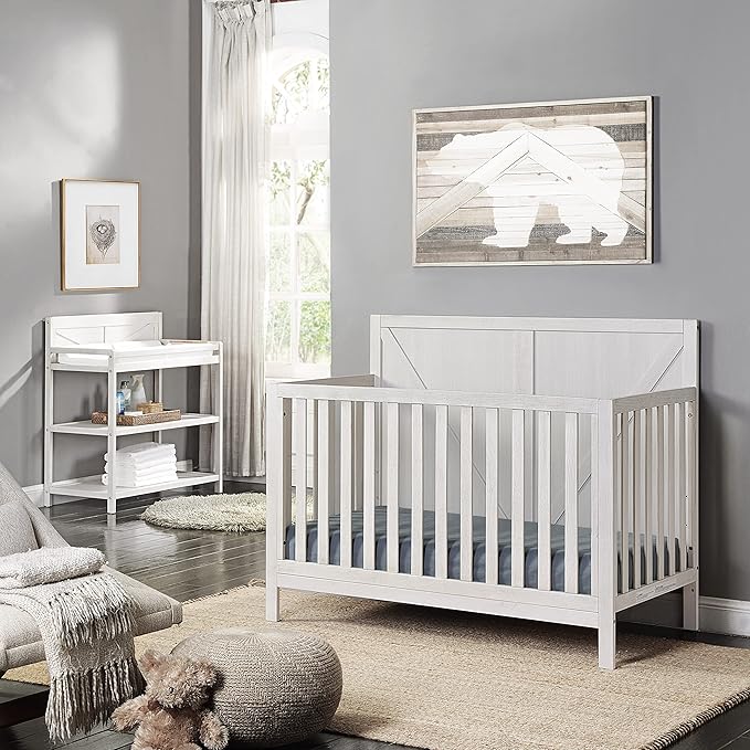 Suite Bebe Barnside 4-in-1 Convertible Baby Crib in Washed Gray