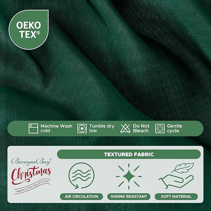 Biscaynebay Wrap Around Bed Skirts for Queen Beds 15" Drop, Christmas Hunter Green Adjustable Elastic Dust Ruffles Easy Fit Wrinkle & Fade Resistant Silky Luxurious Fabric Machine Washable