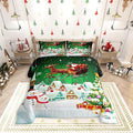 Manfei Christmas Comforter Set Twin Size, Snowman Xmas Tree Quilt Set with 1 Pillowcase, Santa Claus with Deer Bedding Set 2pcs for Kids Boys Girls Room Decor New Year Theme Duvet Insert
