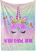 Personalized Unicorn Blanket for Girls | Kids Unicorn | Custom Plush Fuzzy Unicorns for Toddler | Customized Little Girl Throw Blankets | Girl Birthday (Sherpa – 60x80)