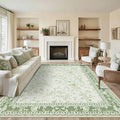Floral Area Rug for Bedroom 5x8 Sage Green and Cream Beige Vintage Boho Floral Sketch Style, Washable Low Pile Non Slip Area Rugs for Nursery Living Dining Room, Cozy Aesthetic Home Decor