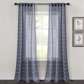 Lush Decor Farmhouse Textured Back Tab/Rod Pocket Sheer Window Curtain Panel Pair, 38"W x 84"L, Navy