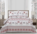 Christmas Quilt Set Twin Size Christmas Bedding Xmas Quilt Bedspread Coverlet Holiday Christmas Bed Set Deer Snowflake Christmas Decor Quilt Soft Lightweight Christmas Quilt Bedding,Red White