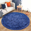Round Fluffy Circle Rug - 6FT Navy Blue Super Soft Shaggy Plush Furry Carpet for Kids & Teens Room