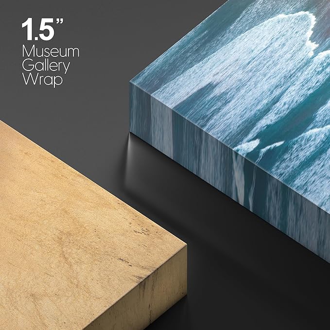 SIGNWIN Canvas Wall Art Serene Ocean Shoreline Aerial Beach View with Rolling Waves and Lone Surfer Photography Modern Art Rustic Landscape Relax/Calm for Living Room, Bedroom - 12"x18"