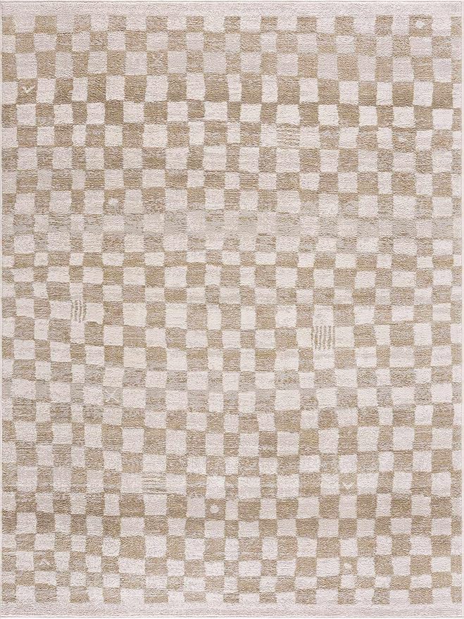 Hauteloom Benjy Living Room, Bedroom Area Rug - Farmhouse - Cream, Gold - 18" x 18"
