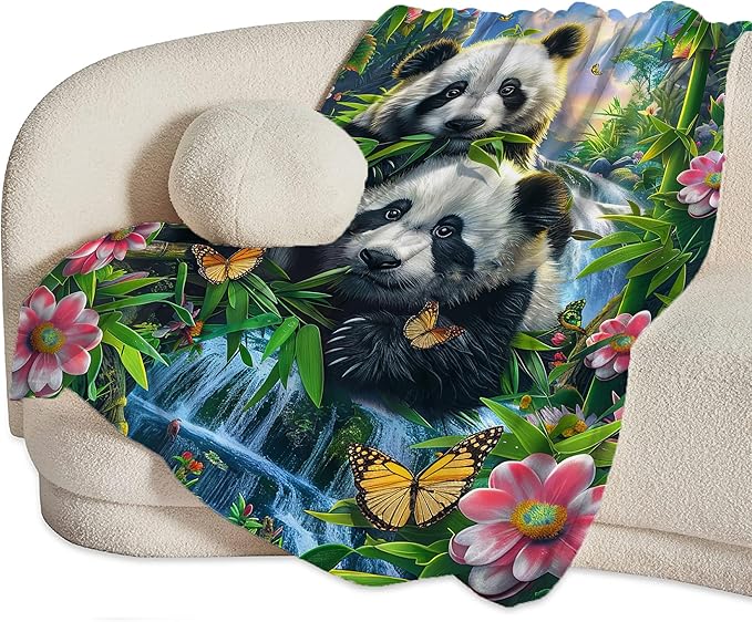 Panda Blanket Funny Pandas Gifts for Girls Boys Woman Kids Cute Panda Lover Bear Throw Blankets Soft Warm Fleece Flannel Plush Blankets for Bed Sofa Couch 60"x80"