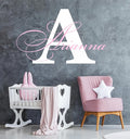 Decor Designs Decals Fancy Girls Personalized Custom Name Vinyl Wall Art Decal Sticker, Nursery Bedroom Baby Decor, Multiple Font and Color, (Multiple Size Choices) (Name with Initial)