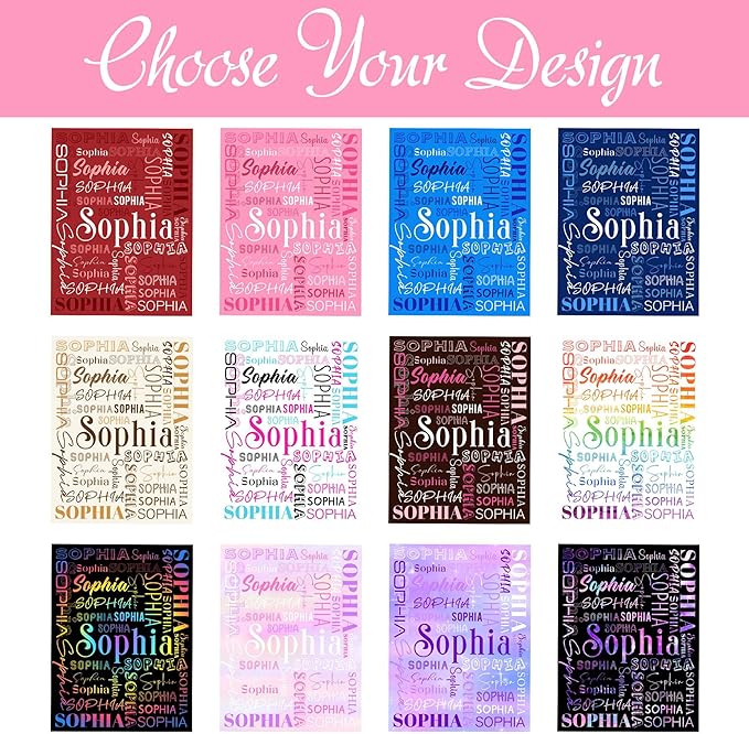 Ship Next Day, Custom Baby Blanket with Name for Girls Boys, Personalized Name Blankets- Printed in USA, Customized Flannel Blankets for Kids Teens, Christmas Birthday Blanket Gifts for Daughter Son