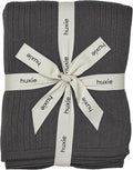 Knitted Organic Cotton Baby Blanket- Swaddle Blanket, 30" x 40" Soft Receiving Blanket for Newborn (Stone Grey)