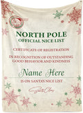 Custom Christmas Blanket, Santa’s Nice List - Ships Next Day, Printed in USA - Warm Fleece or Sherpa Sofa Throw, Cute Holiday Décor - Customizable Family Throws (Fleece 60x80)