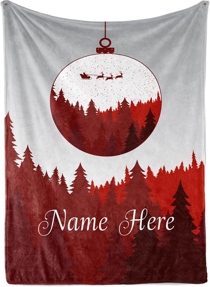 Personalized Plush Christmas Blanket | Cozy Fall Throw Blanket | Custom Winter Blankets | Ornament Christmas Throws | Santa Sofa Bed Throw | Customized Soft Christmas (Sherpa 50x60)