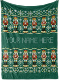 Personalized Stitch Style Nutcracker Christmas Blanket - Ships Next Day, Printed in USA - Plush Fleece Sofa Throw, Holiday Home Decor, Soft Bedding, Customizable Toddler to Adult Size (Sherpa 60x80)