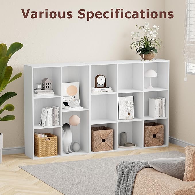 8 Cube Storage Organizer, Wooden Cube Shelves with Closed Back Panel, Reversible Bookcase, Cubes Closet Organizer for Home, Living Room, Kids Room, Office, Bedroom, Study, Hallway