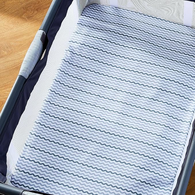 2 Piece Microfiber Polyester Playard Sheets for Baby Boys and Girls, Gray Chevron Mini Crib Sheets, Fits 25.5" x 38" Mattresses, Soft Crib Sheets for Playard and Mini Crib.