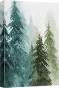 SIGNWIN Canvas Print Wall Art Woodland Nursery Decor Green & Teal Watercolor Forest Pine Trees Floral Nature Illustrations Modern Chic Dramatic Multicolor for Living Room, Bedroom, Office - 32"x48"
